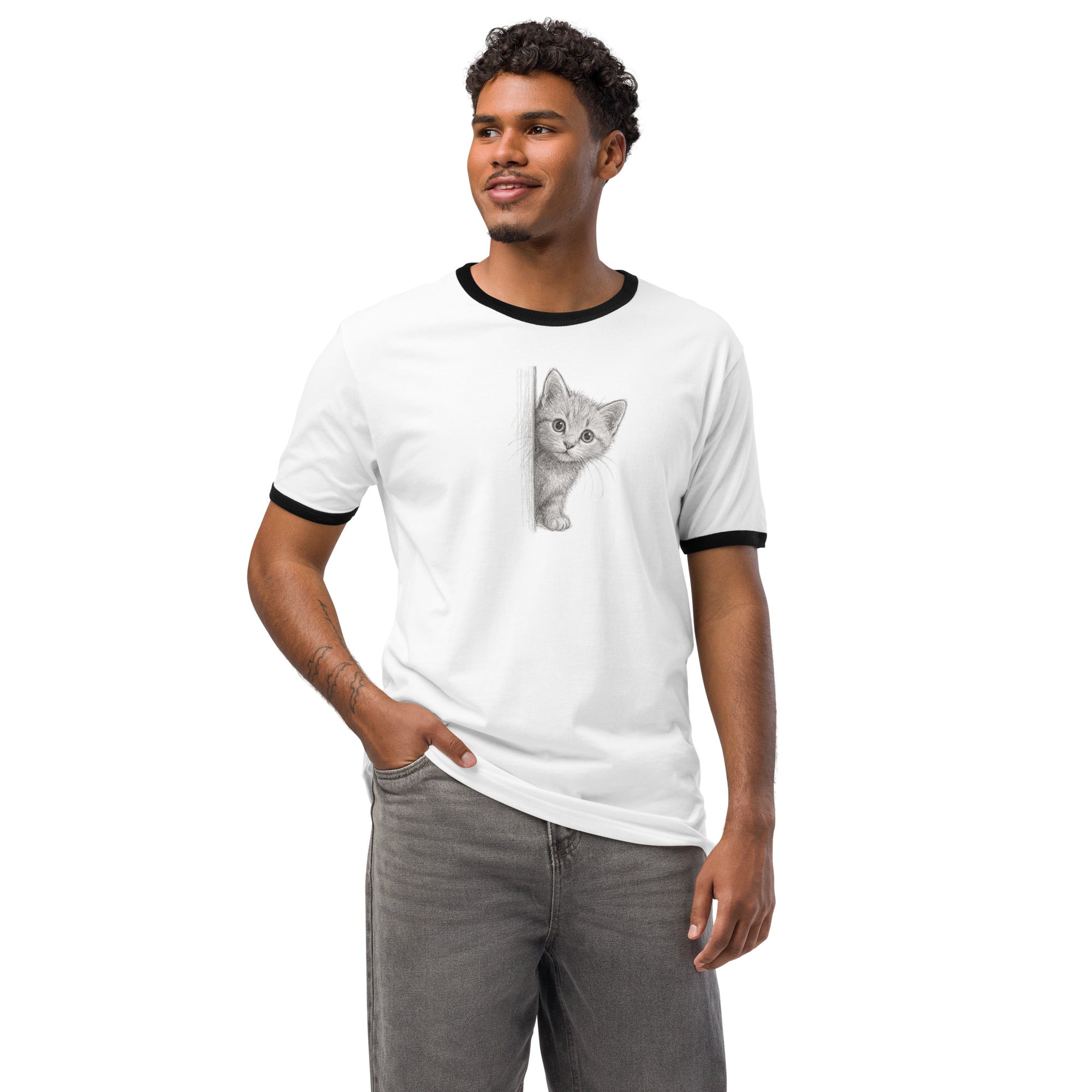 Peek-A-Boo Cat Ringer T-Shirt - No. 4958 – Dank & Cotton